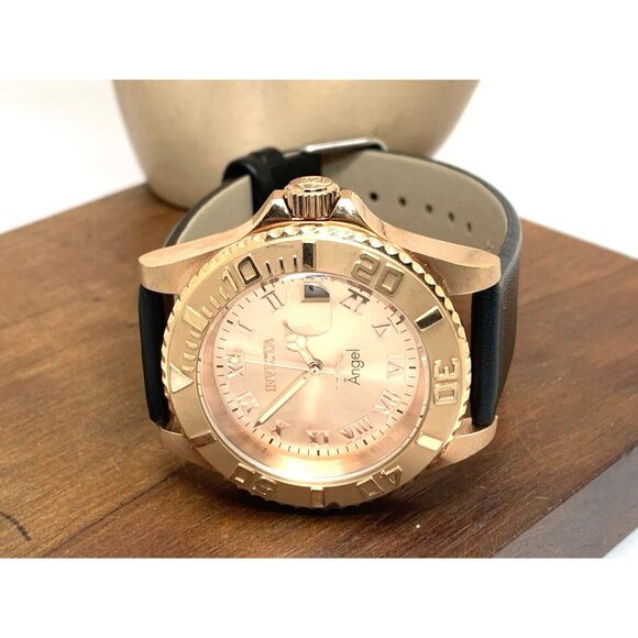 Invicta Women's Watch 14322 Angel Quartz Rose Gold Black Leather Strap 40mm - Picture 8 of 14